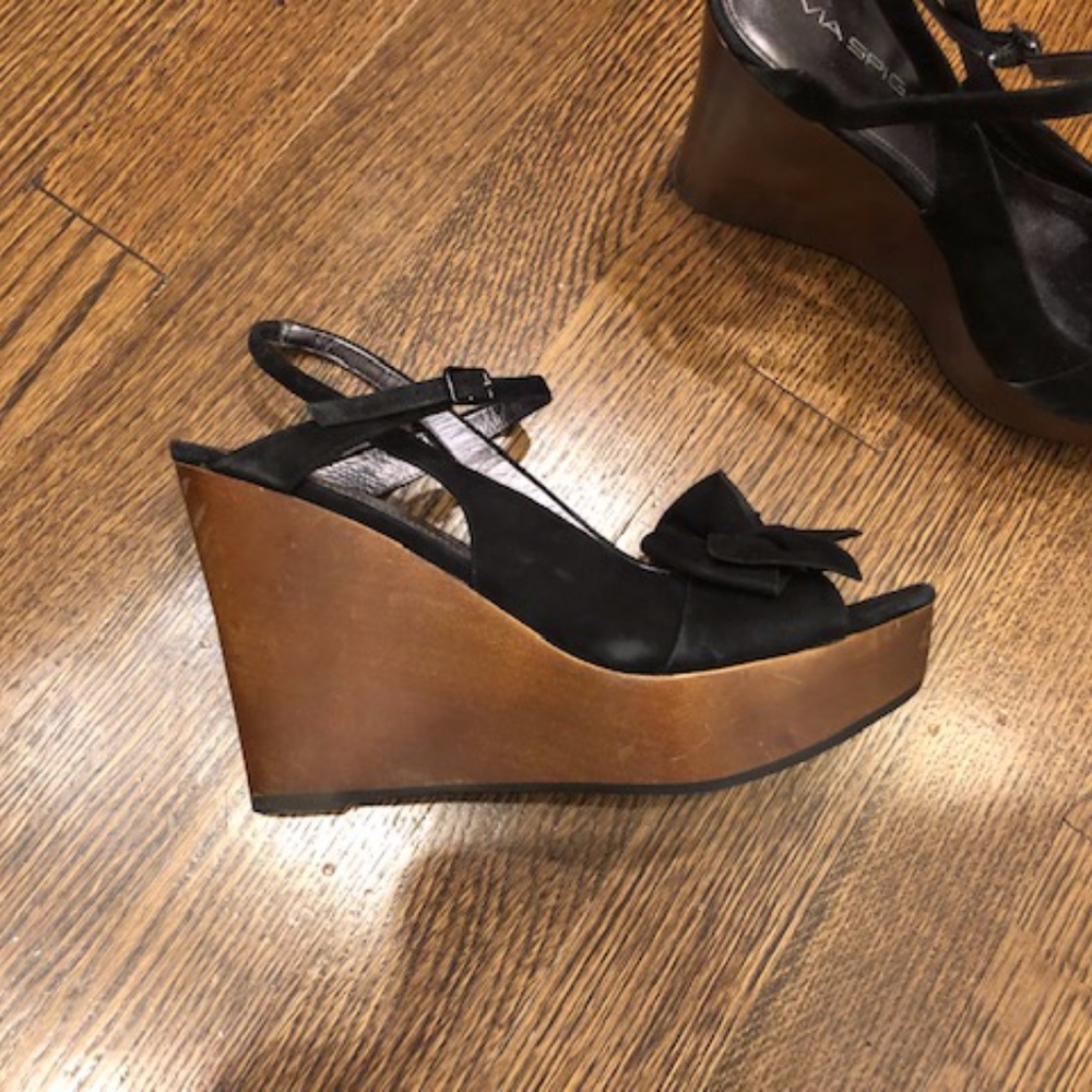 Via Spiga Platform Black Sandals Shoes 6.5
